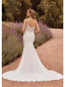 Spaghetti Straps Beaded Ivory Lace Chiffon Ruched Wedding Dress